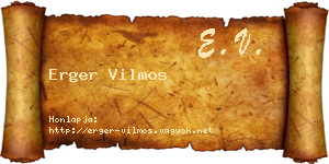 Erger Vilmos névjegykártya